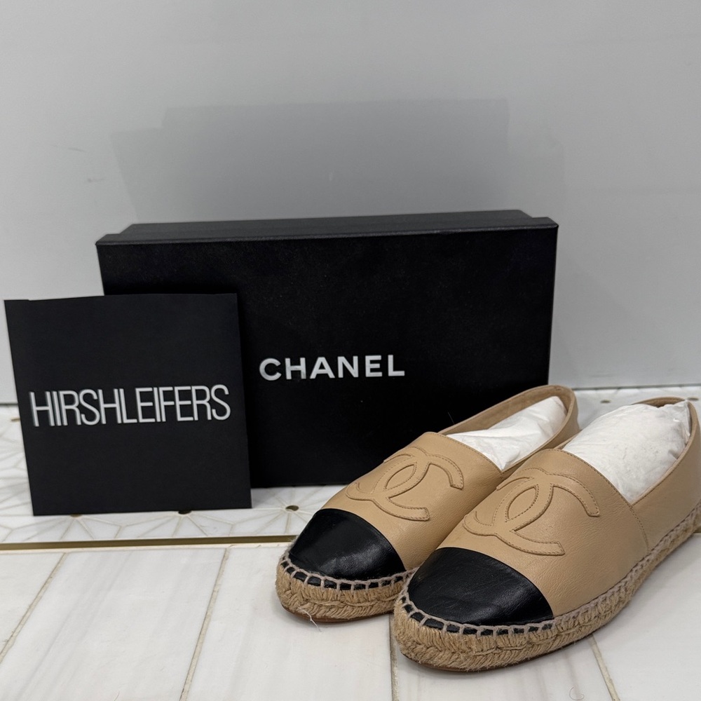 CHANEL Beige and Black Espadrilles